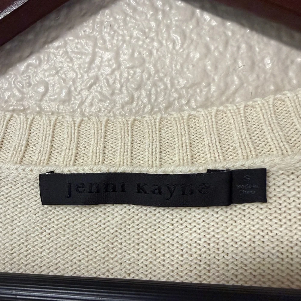 NWOT Jenni Kayne Simone V Neck Sweater S Cotton Merino Oversized Neutral White - Picture 5 of 7